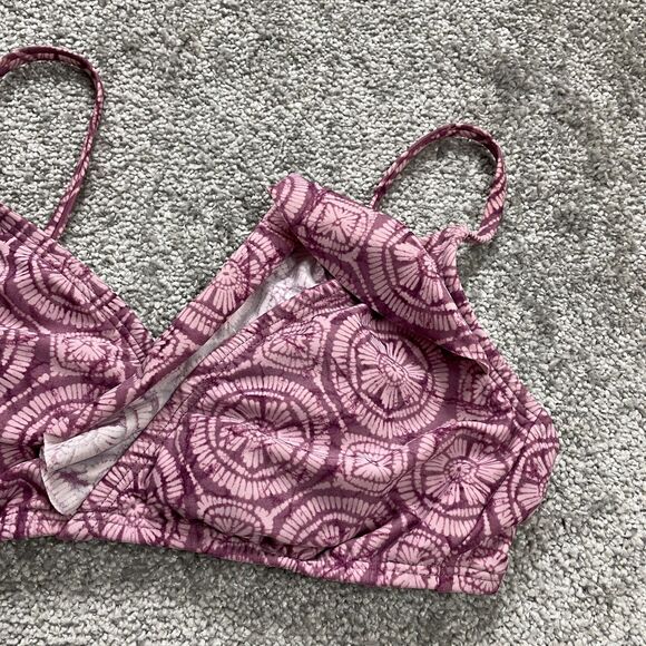 Shade & Shore Swimwear Bikini Top Womens Medium Multi Geometric Ruffle Spaghetti - Picture 5 of 14